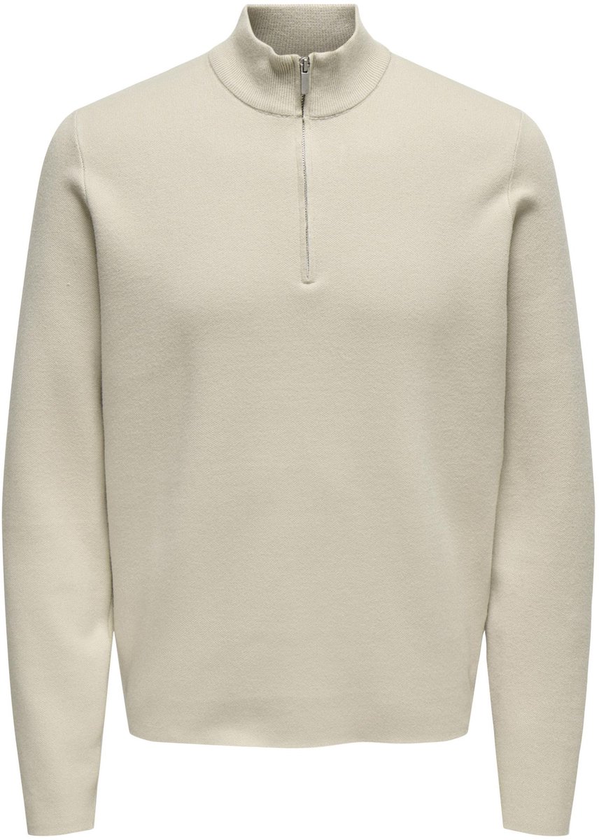 ONLY&SONS ONSCOOPER HALF ZIP HIGH NECK KNIT NOOS Heren Gebreide truien Beige