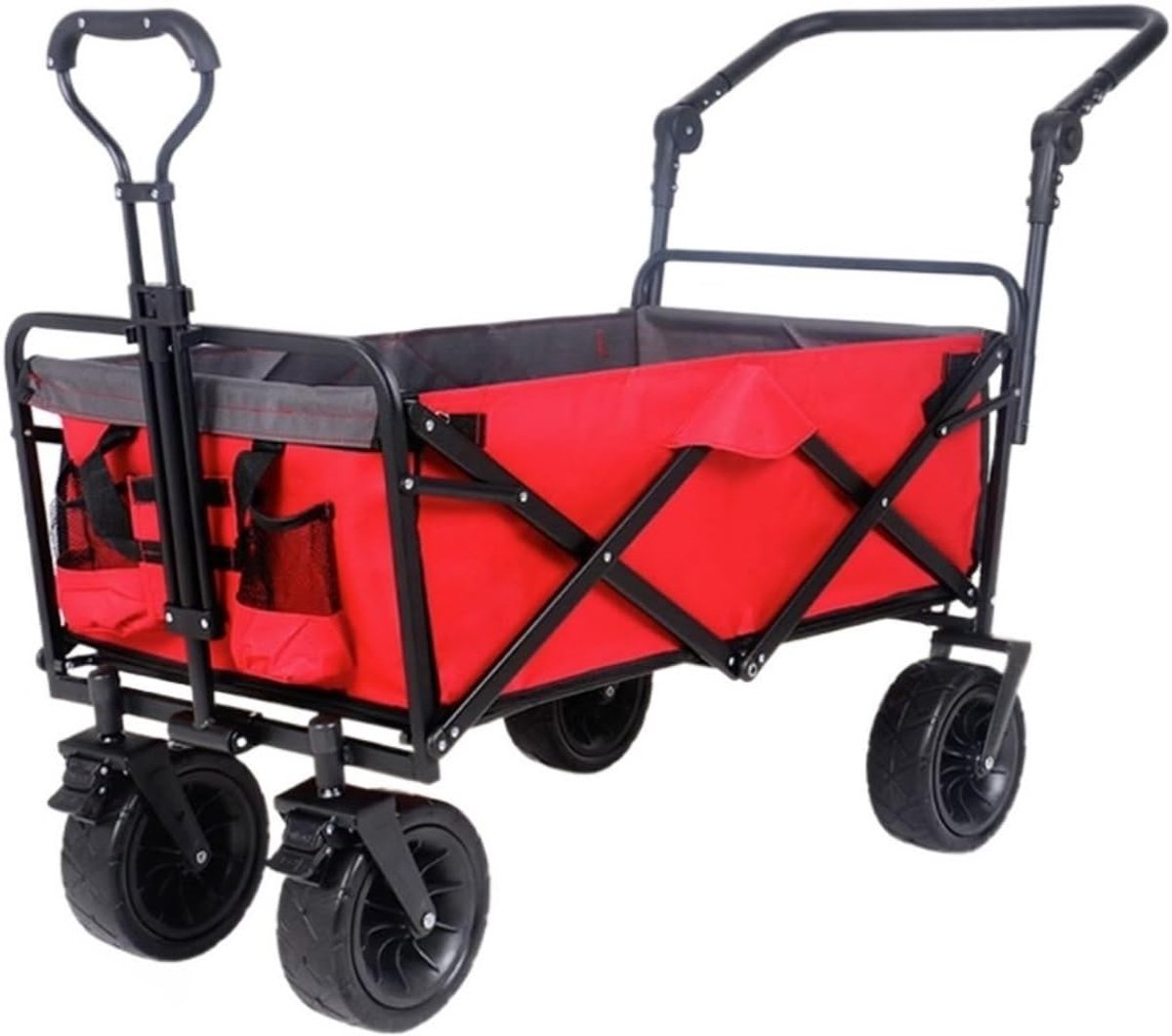 Opvouwbare Transportkar - Strandkar Tuinkar - Outdoor Activiteiten - Verbreed Universeel Wiel - Grote Capaciteit - Groen