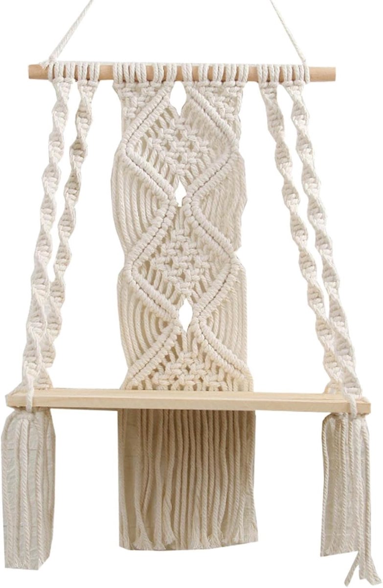 Macrame Wandrek - Plantenhanger Muur - Woondecoratie - Handgemaakt Ontwerp - 30x50cm - Paars
