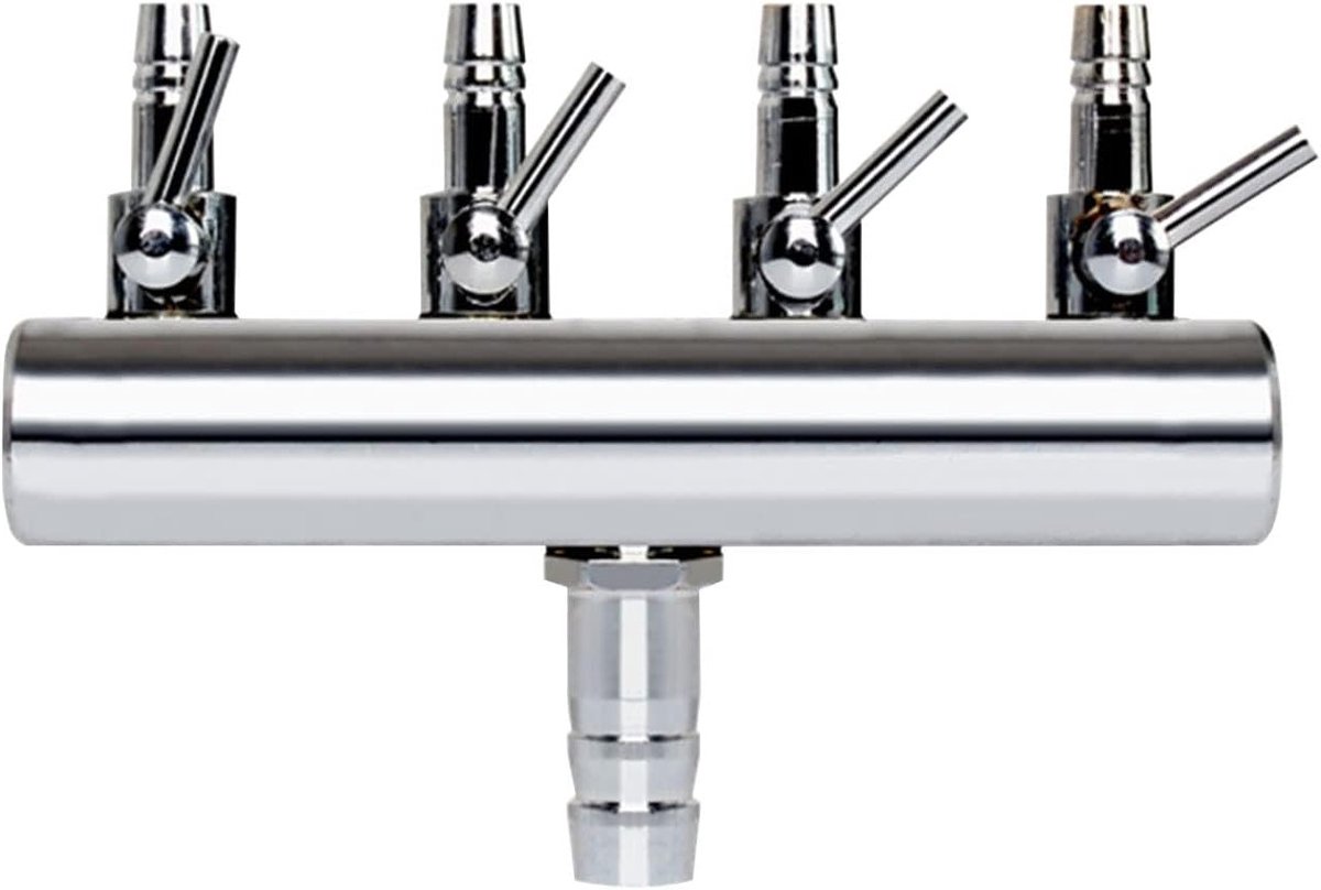 Stainless Steel Aquarium Luchtverdeler met Regelklep voor Zuurstofvoorziening, Geschikt voor 4/8mm Slangen en Aquacultuur