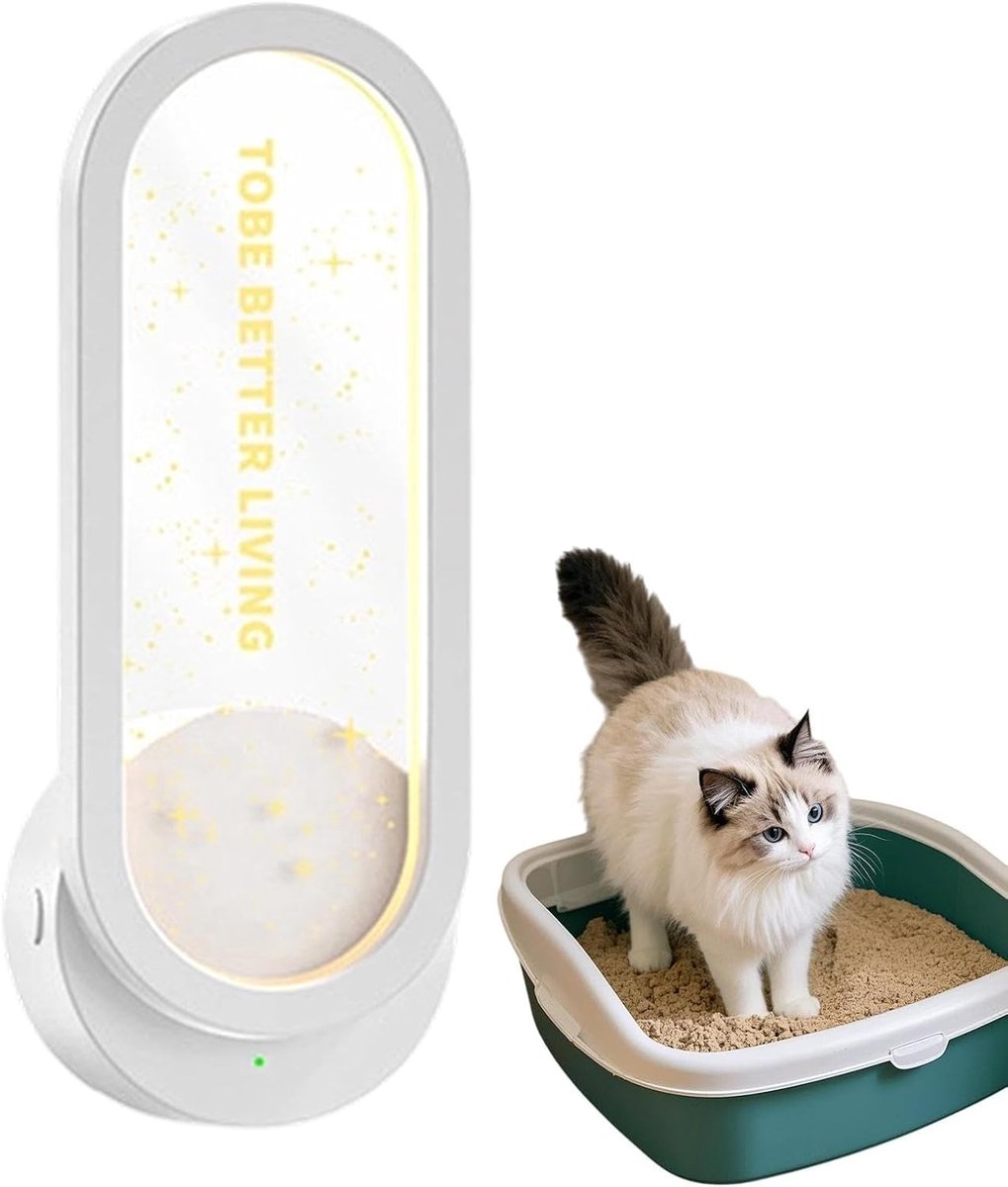 Luchtverfrisser Kattenbak - Geurverwijderaar Huisdier - Frisse Lucht - Stille Werking - Compact Formaat - Wit