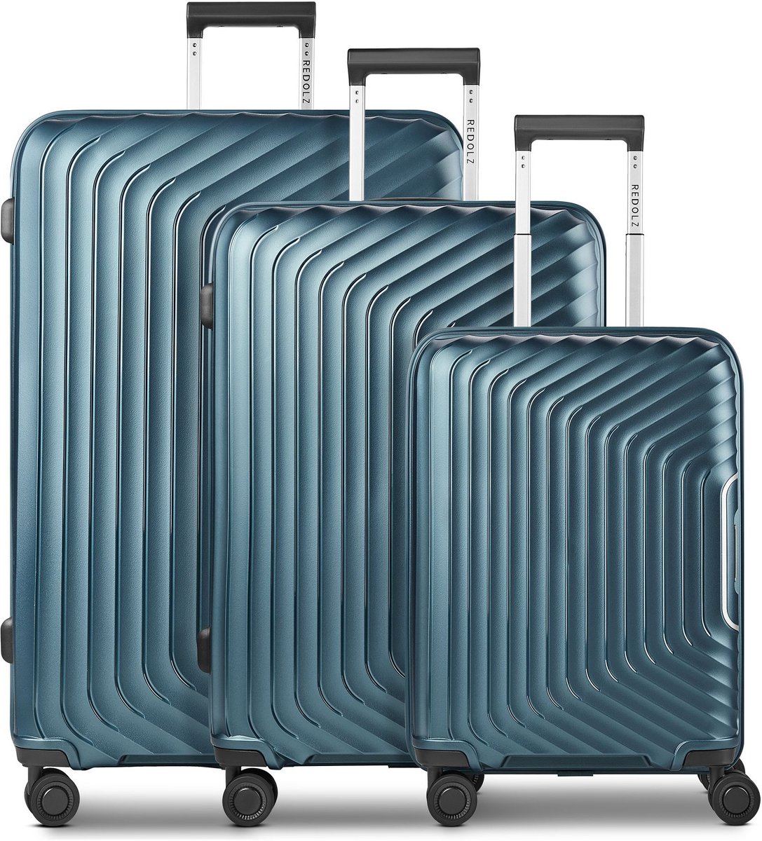 Redolz Essentials 01 4 wielen Kofferset 3-delig met uitbreidingsplooi - Harde bagage - TSA slot - blue metallic