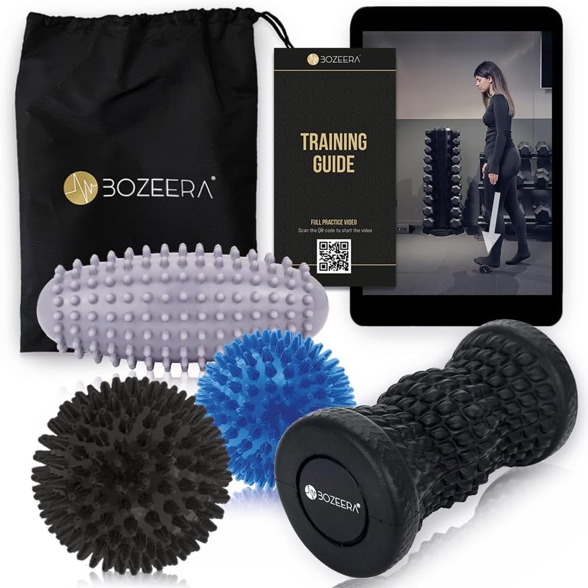 Thijox - Set van 2 Voetmassageroller & 2 Spiky Massageballen - Voetmassage Roller voor Ontspanning - Triggerpoint Bal voor Hielspoor en Plantar Fascii