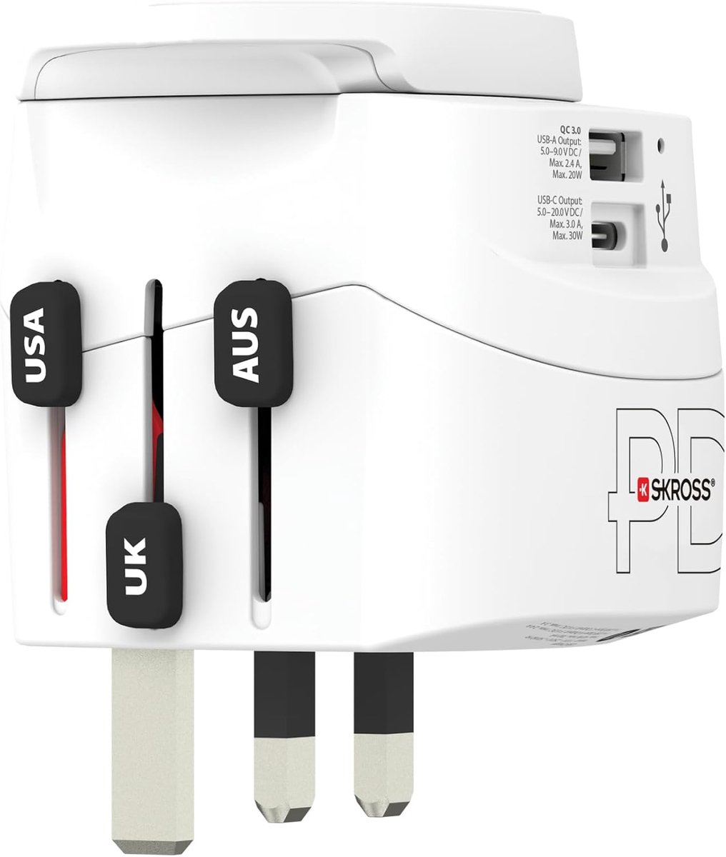 SnelShoppen - Wereld Reisadapter SKROSS PRO Light USB AC30PD - Compacte Reisstekker met Dubbele USB Poort en AC Stekker voor Wereldwijd Gebruik in Mee — cadeau in Gadgets - foto 3