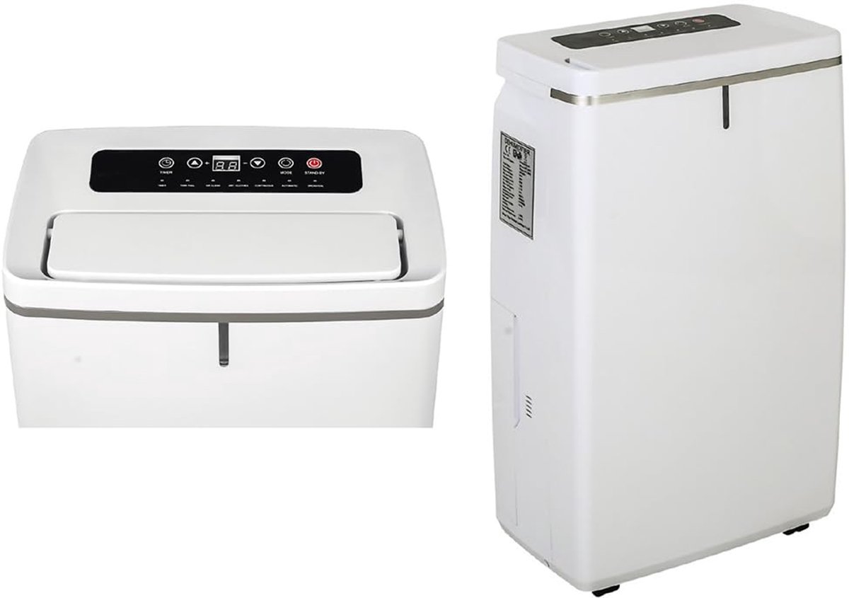 SnelShoppen - 20 Liter Luchtontvochtiger met Programmeerapparaat - Efficiënt en Comfortabel Vochtbeheersingsapparaat voor Thuis, Keuken, Badkamer en K