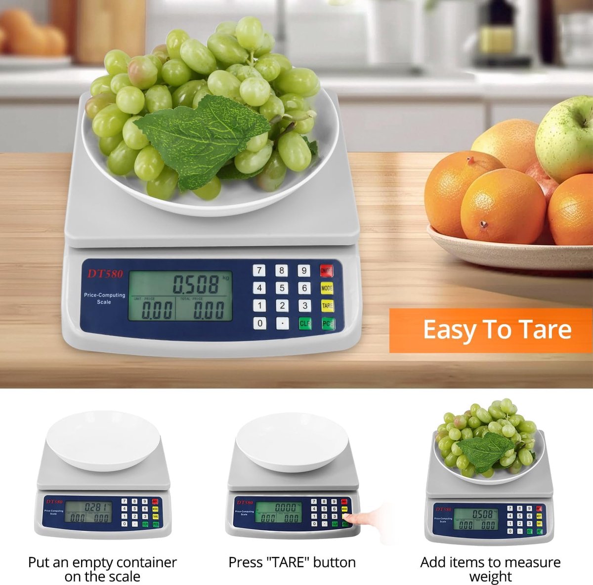 SnelShoppen - Digitale Keukenweegschaal 40 kg - Elektronische Weegschaal met LCD-Display voor Keuken - Precisieweegschaal voor Bakken en Koken - Niet