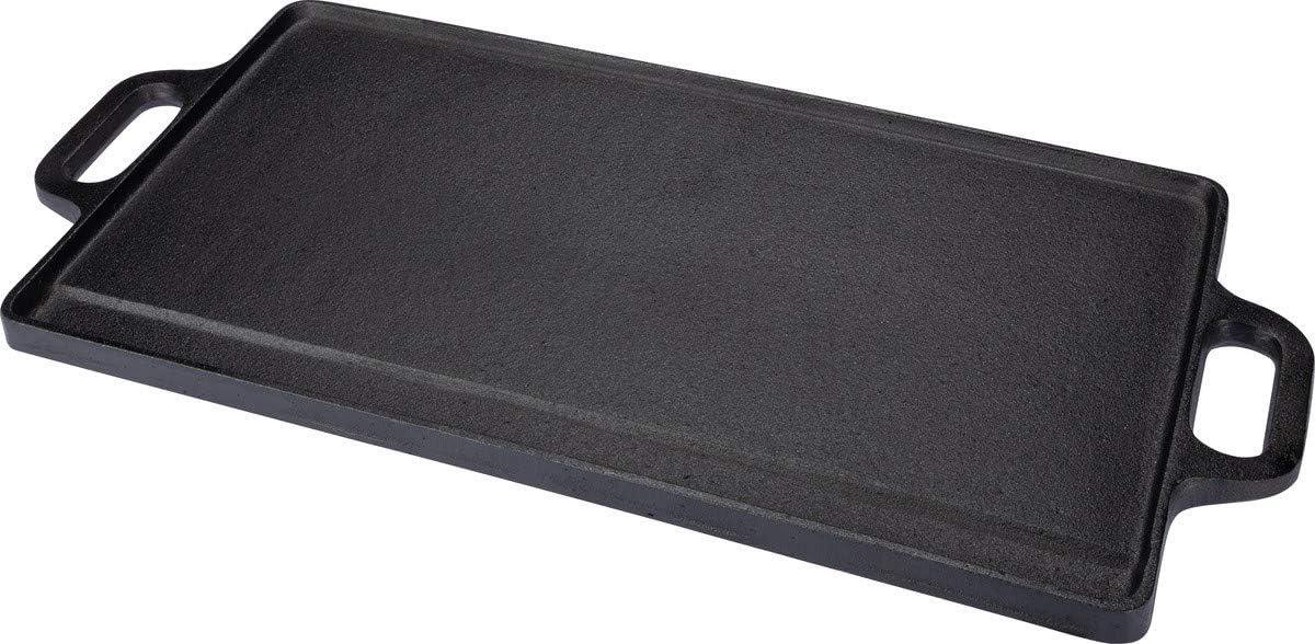 Grillplaat Gietijzer Bakplaat Plancha Lekker Koken Dubbelzijdig Bruikbaar 42 cm Zwart