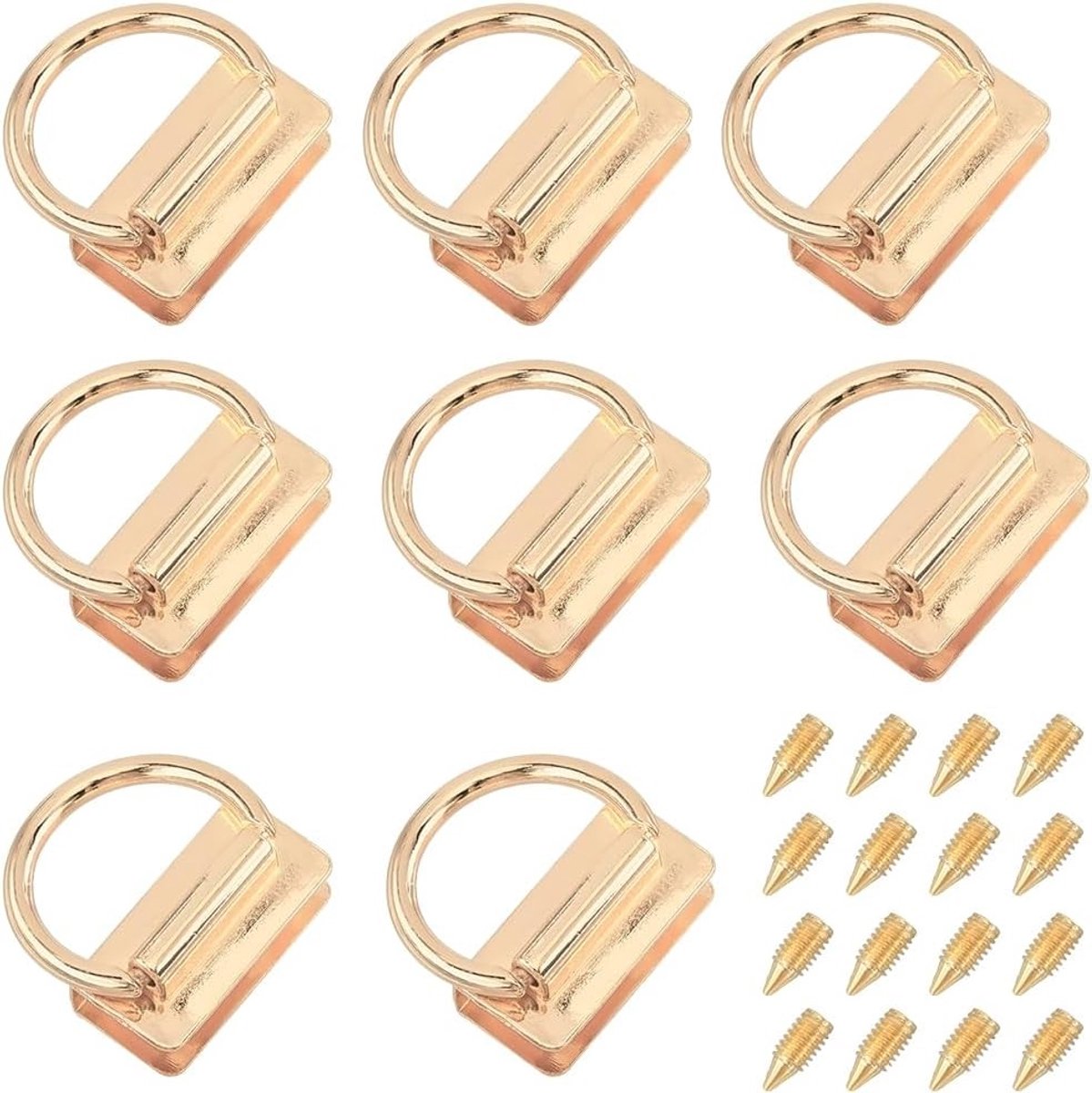 8 Stuks Metalen Tasconnectoren D Ring met Goudkleurige Legering voor Handgemaakte Lederen Tassen, Sleutelhangers en DIY Projecten