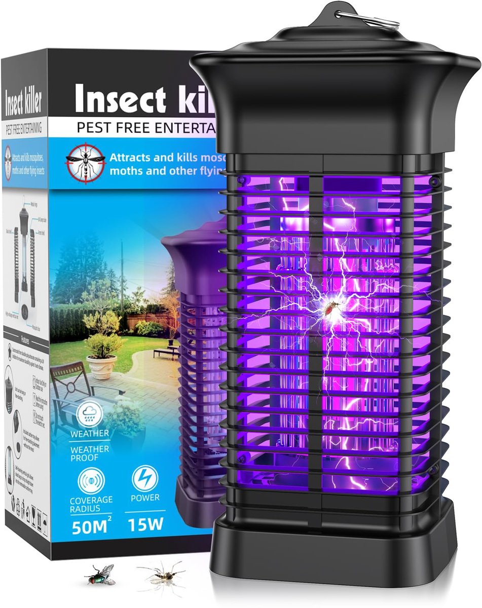 SnelShoppen - Elektrische Insectenverdelger, Muggenlamp 15W, LED Vliegenval voor Muggen, Muggenwerende Bescherming voor Binnen en Buiten, Ideaal voor