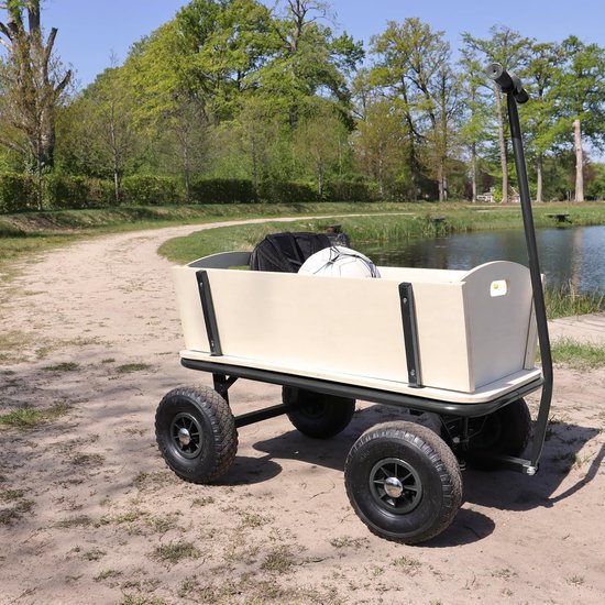Houten Bolderkar - Strandkar Luchtbanden - Uitjes en Transport - Draaibare Vooras - 97 x 61 x 94.5 cm - Antraciet van Houten — afbeelding 4