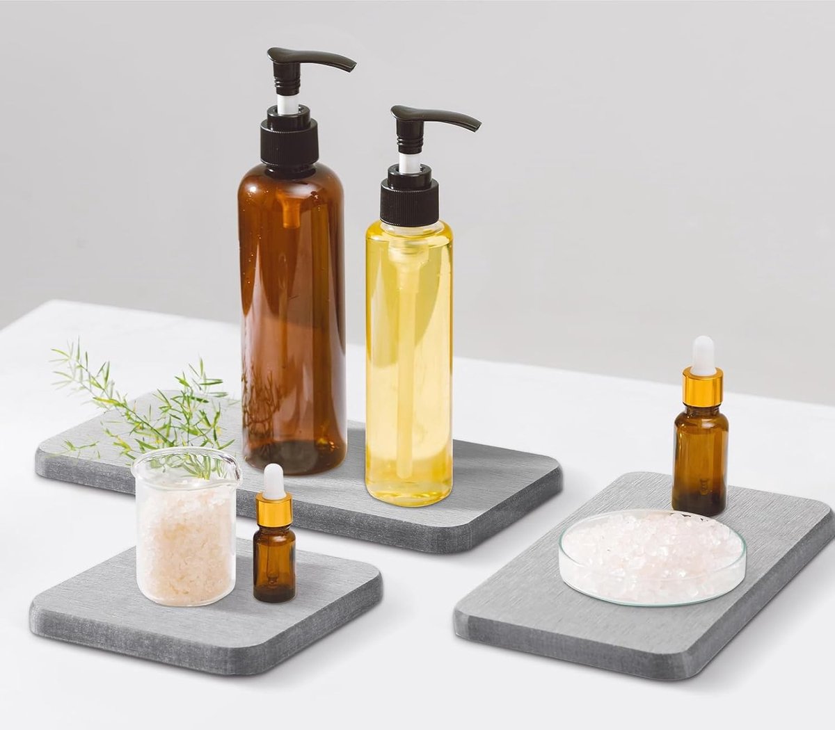 Waterabsorberende Diatomeeënaarde Tray Set van 4, Sneldrogende Zeepbakjes en Onderzetters voor Keuken en Badkamer