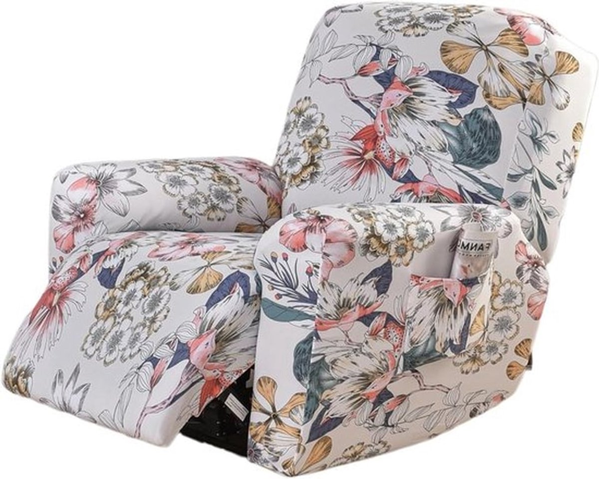 Zomer Kleurige Stoelhoezen, Elastische 4-Delige Set voor Recliners en Loungestoelen met Zakjes, Bescherming en Stijl voor Meubels