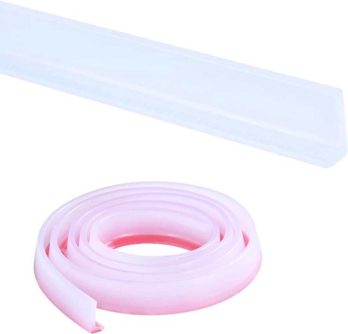 L-vormige Douchedrempel 3cm - Waterbarrière voor Badkamer en Keuken - Transparant - Dichtstrip voor Douchebak en Badkuip met Afbakrandsprites.