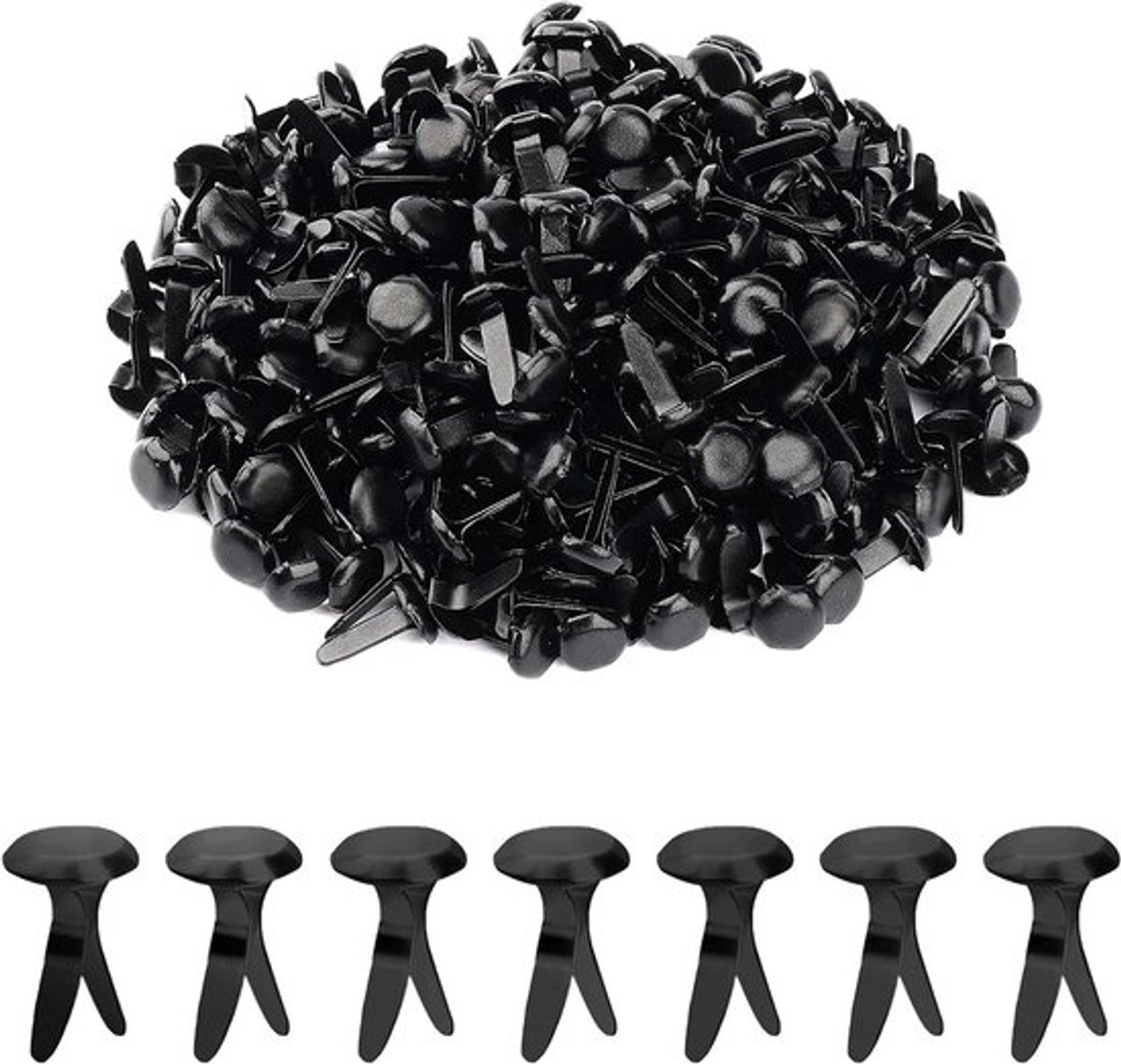 Metalen clips - 600 stuks - messing - splitpennen - knutselprojecten - scrapbooking - kantoorbenodigdheden - 12 x 8 mm - zwart