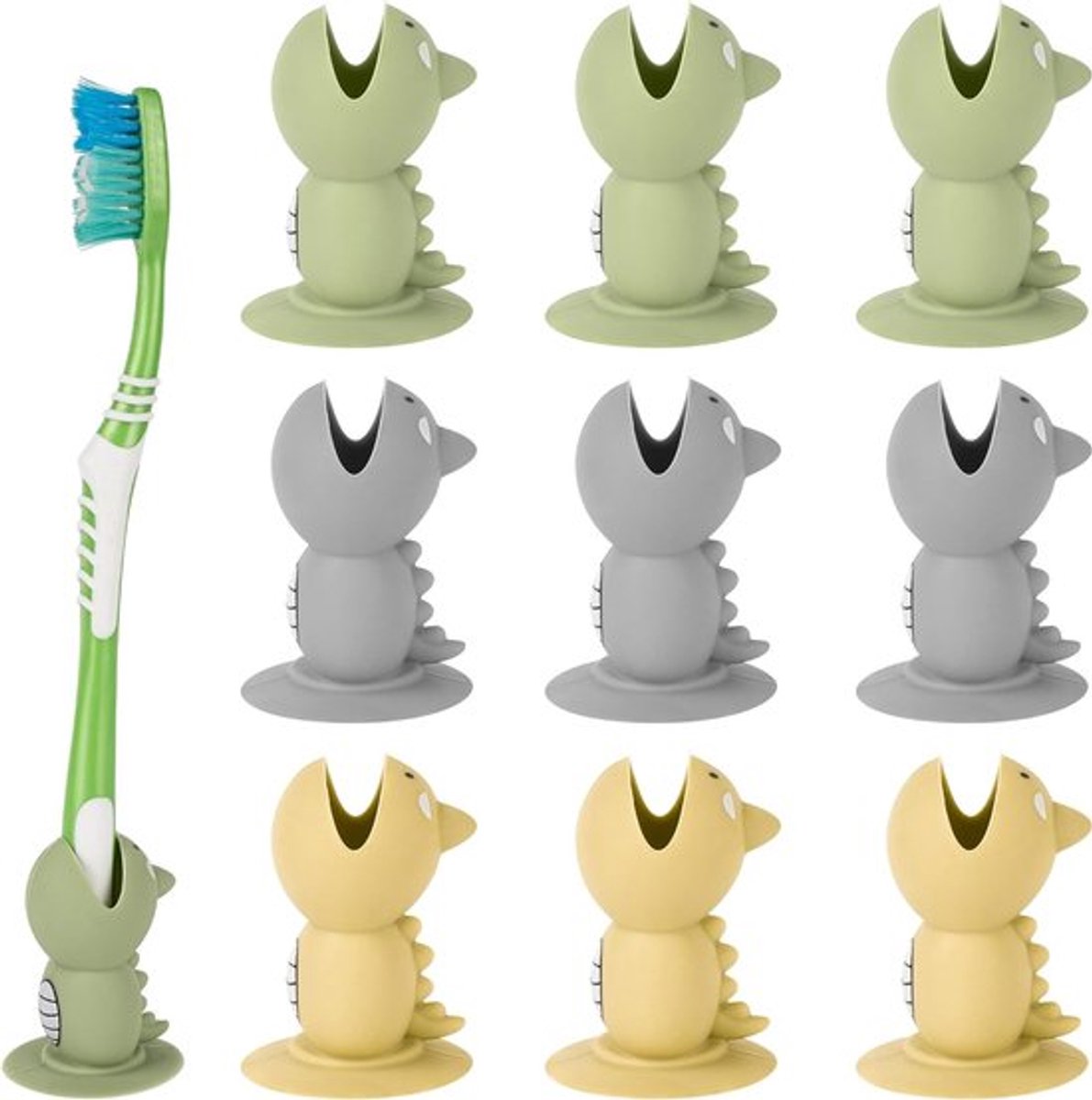 Set van 9 Schattige Tandenborstel Covers met Zuignap - Draagbare Bescherming voor Reizen, Geschikt voor Diverse Tandenborstels en Hygiëne