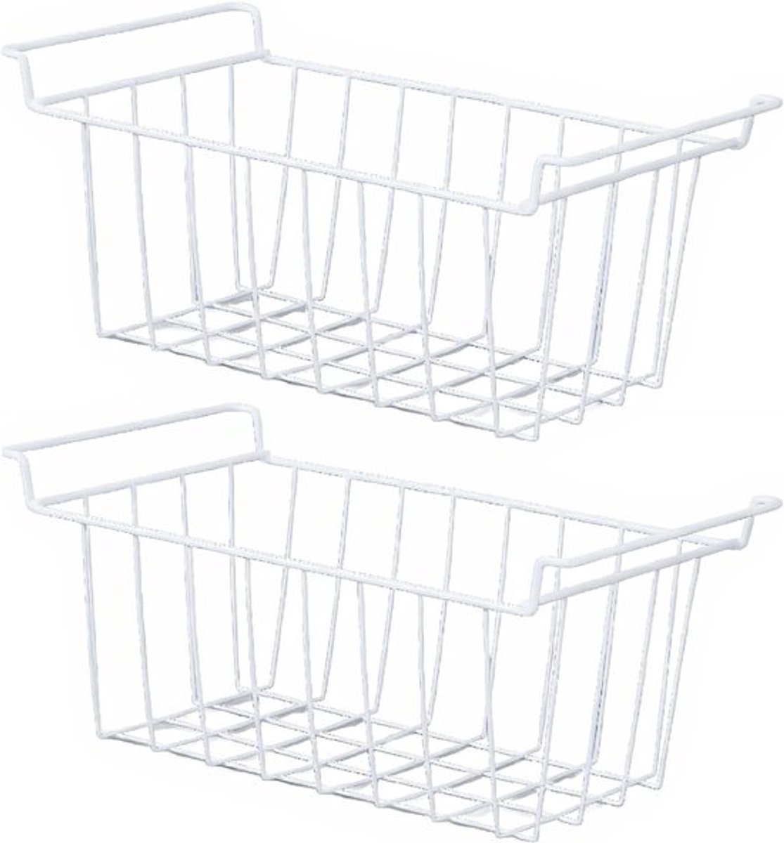 Set van 2 Opbergmanden voor vriezer en koelkast, Metalen draadmanden met handvatten voor efficiënte opslag en organisatie (49.5x24.5x20 cm)