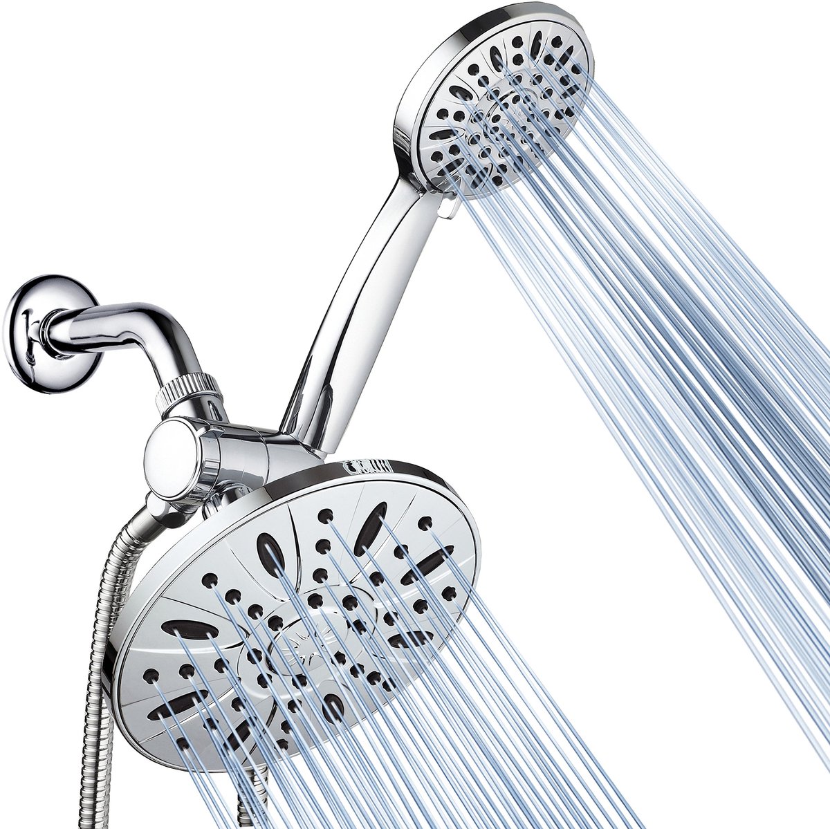 SnelShoppen - 7 Inch Premium Hogedruk 3-Weg Regenval Douchekop en Handdouche Combo - Luxe Regendouche met 6 Instellingen, Chroom, Ideaal voor Badkamer