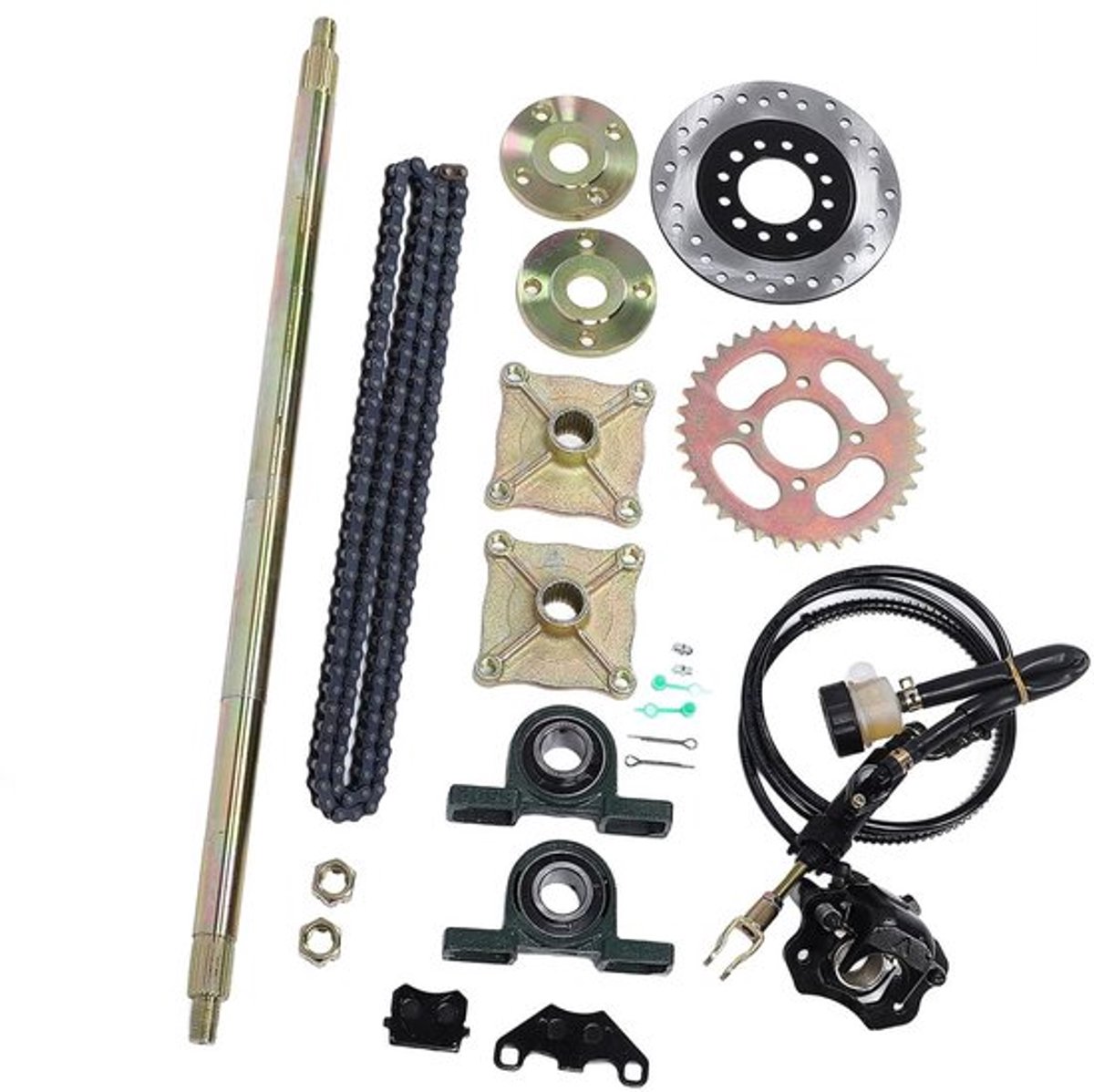 Duurzame Achteras Kit voor Go-Kart met Verbeterde Grip, Ketting en Schijfrem voor ATV Quads