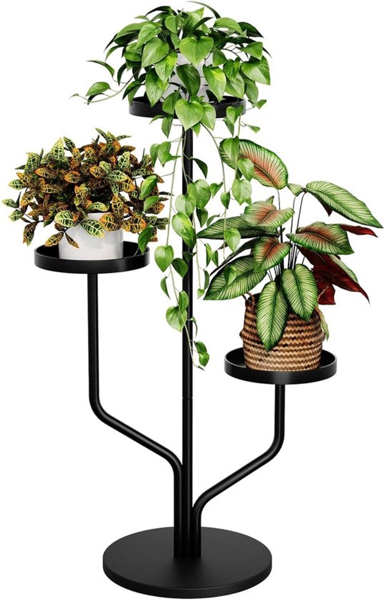 Industriële Hoek Plantstand voor Binnen en Buiten, 4-Laags Stalen Plantenrek voor Tuin, Balkon en Woonkamer, Stevig en Ruimtebesparend