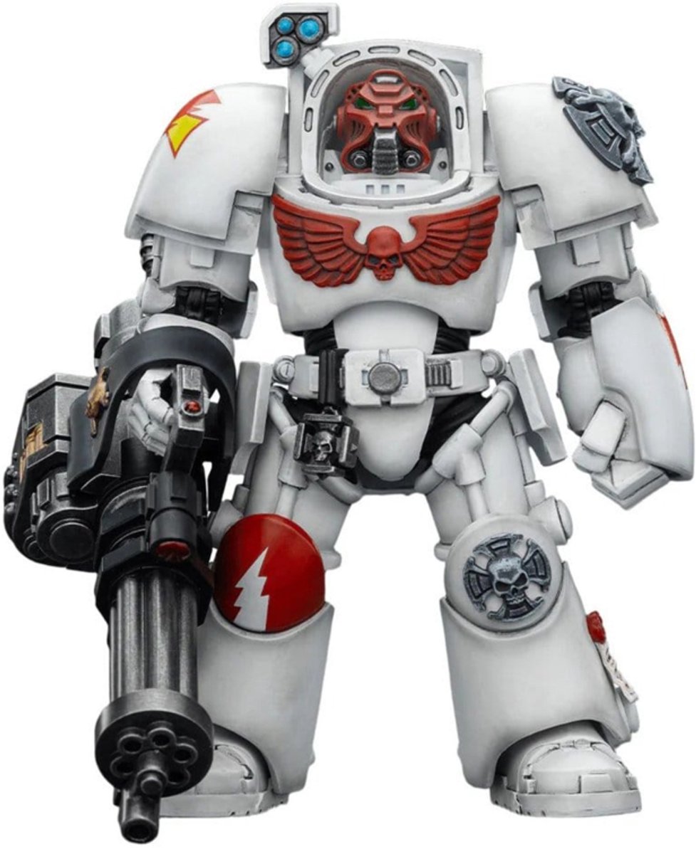 Joy Toy (CN) Warhammer 40,000 Action Figure White Scars Terminator 3 met Power Fist and Assault Cannon 14 cm Action Figuur