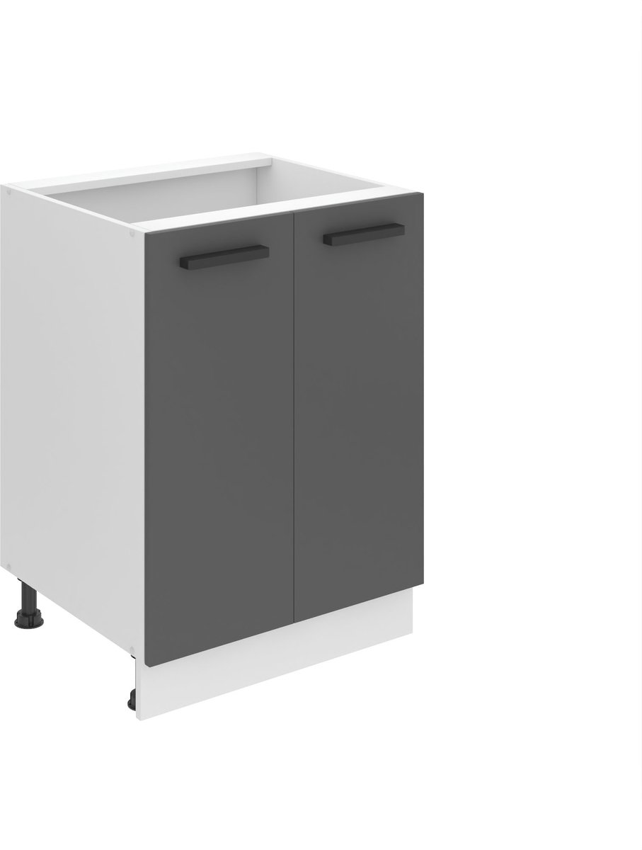 BELINI Keukenonderkast SD2 60 cm met 2 Deuren - Zilver Mat