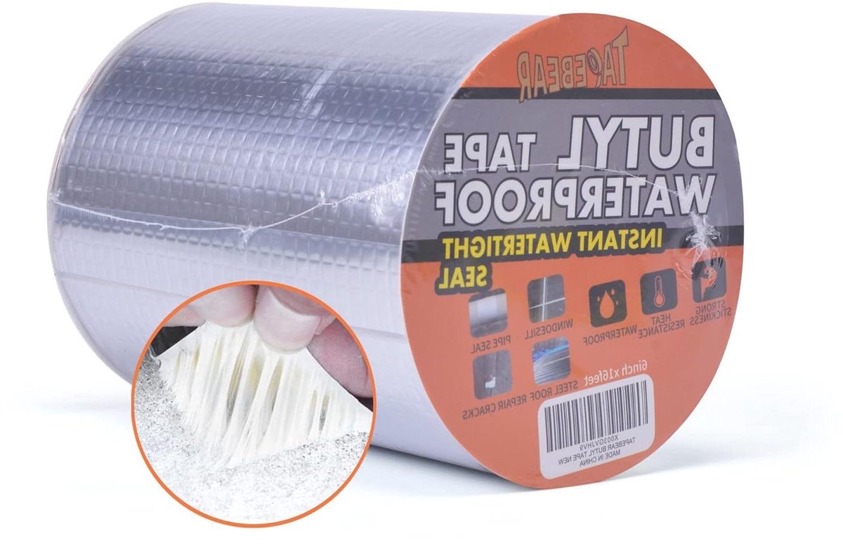 Waterdichte Afdichtingsband - Butyl Plakband - Reparaties Uitvoeren - Sterk Zelfklevend - 15 cm x 40 m - Zilver