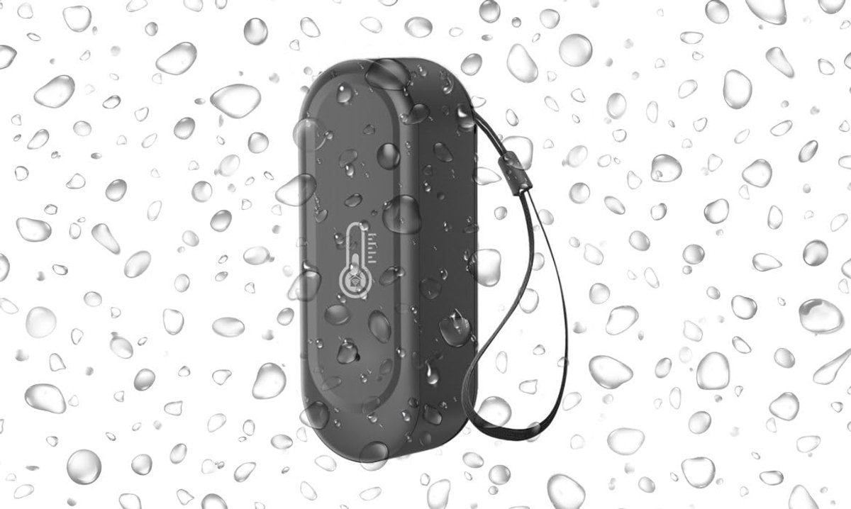 SnelShoppen - ZigBee Buitensensor Temperatuur en Luchtvochtigheid, Buitenthermometer met App, IP65 Waterdicht, Zwart, Werkt op Batterijen, Vereist Zig