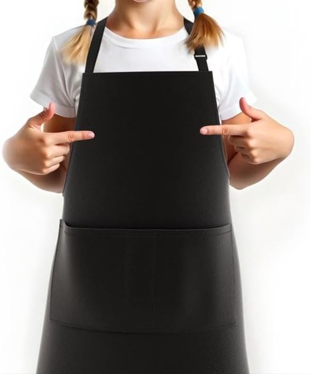 Thijox - Waterdicht Chef-Schort met 3 Zakken voor Mannen en Vrouwen - Verstelbaar Grillschort voor Keuken, BBQ, Restaurant en Café - Lange Banden, Ide