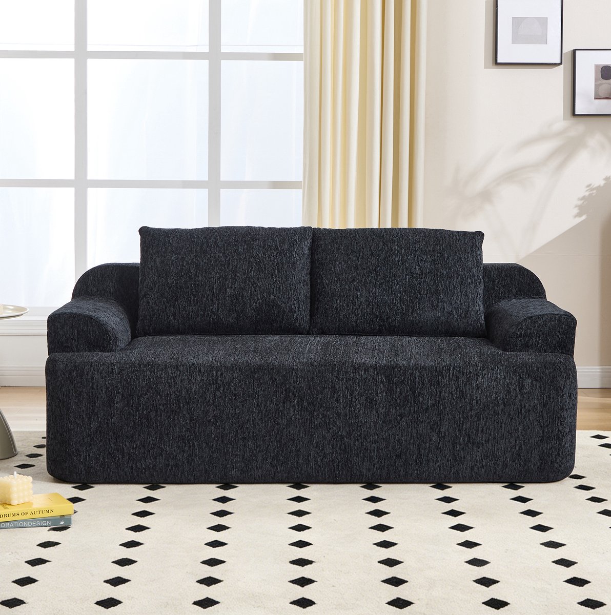 STILVORA Slaapbank 171 x 92 x 64 cm - 2-Zits Met Afneembare Kussens En Zachte Zitting - Voor Woonkamer En Logeerkamer - Cordstof Zwart