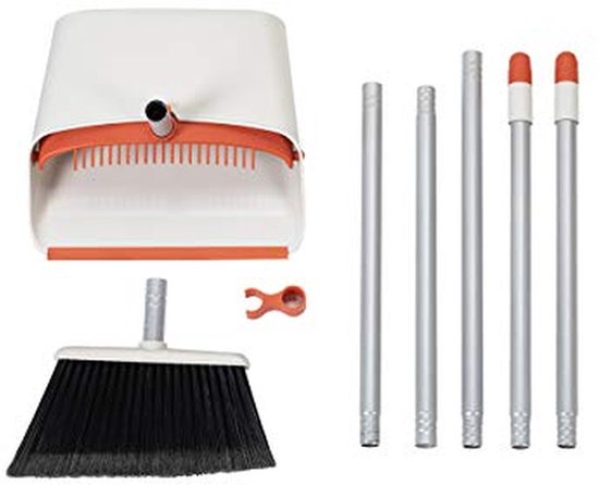 Stoffer en Blik - Veegset - Huishoudelijk Schoonmaken - Lange Uitschuifbare Steel - 137 cm - Rood — afbeelding 2