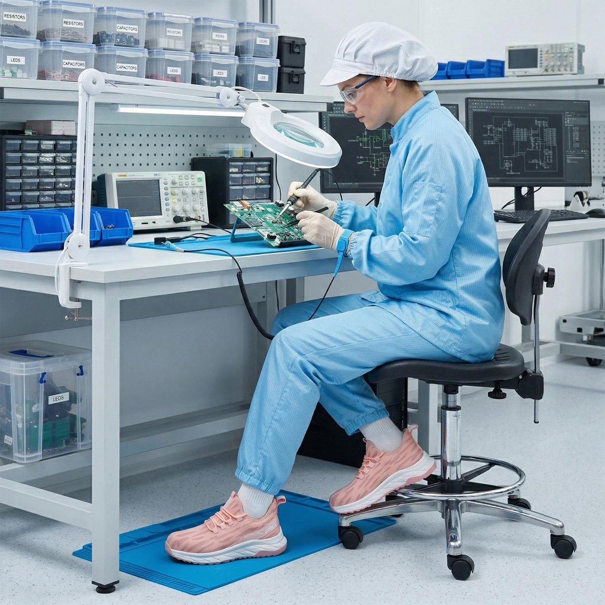 SnelShoppen - Antistatische Veiligheidsschoenen Dames S1P Antislip, Metaalvrije Werkschoenen met Punctiebestendige Tussenzolen, Slip-on Veiligheidscho