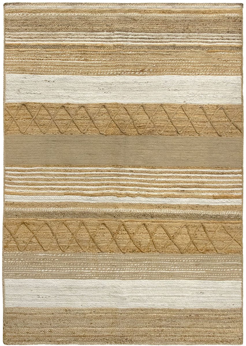 SnelShoppen - Jute Sofia Tapijt 230 x 160 cm, 100% Natuurlijke Jutevezel, Handgeweven, Zacht Vloerkleed voor Woonkamer, Eetkamer, Slaapkamer, Hal, Ent