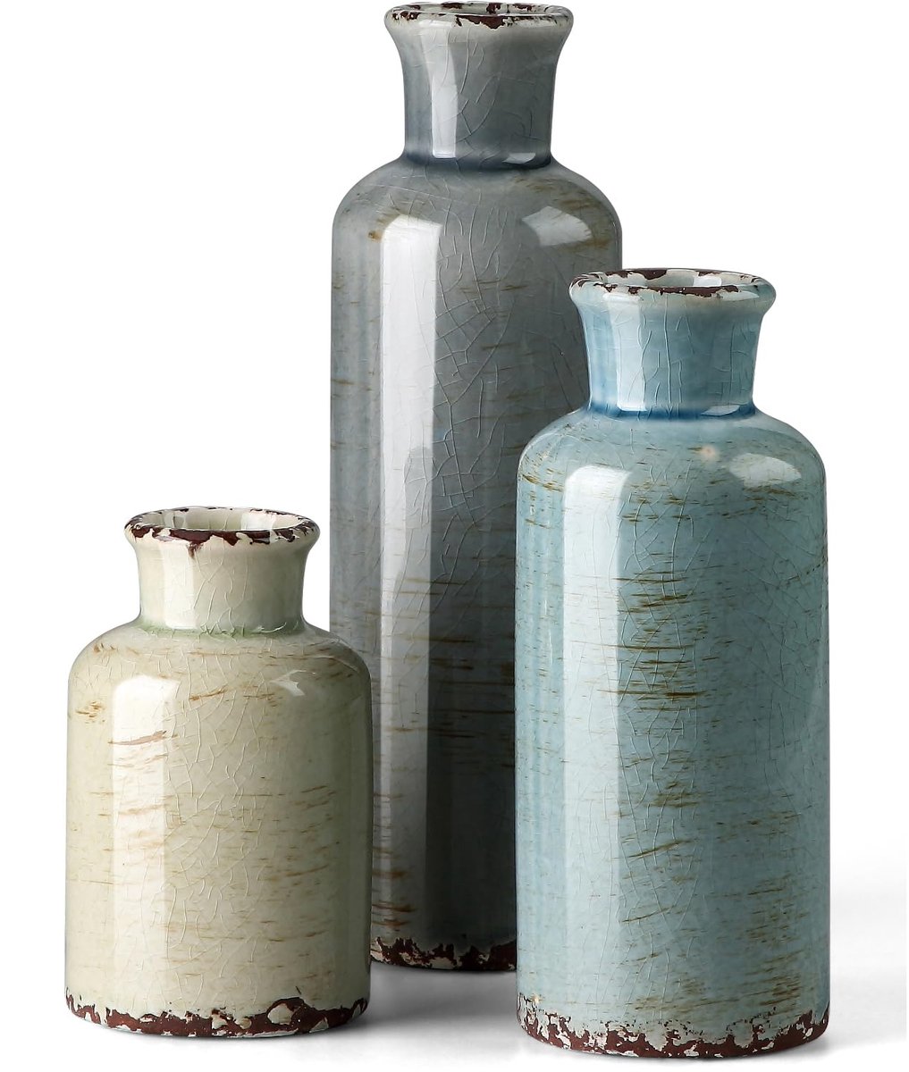 SnelShoppen - Ceramic Vaasset 3-delig, Kleine Bloemenvaas voor Thuisdecoratie, Modern Boerderij Stijl, Woonkamer, Tafel, Schoorsteenmantel, Meerkleuri
