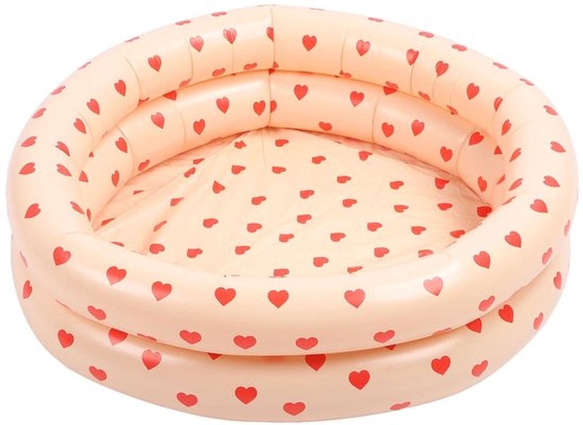 Rond Opblaasbaar Zwembad - Vintage Hartpatroon - Dikker Kinderbad - Roze - Baby Zwembad - Geschikt voor Kinderen - Huis Oceaan Balle