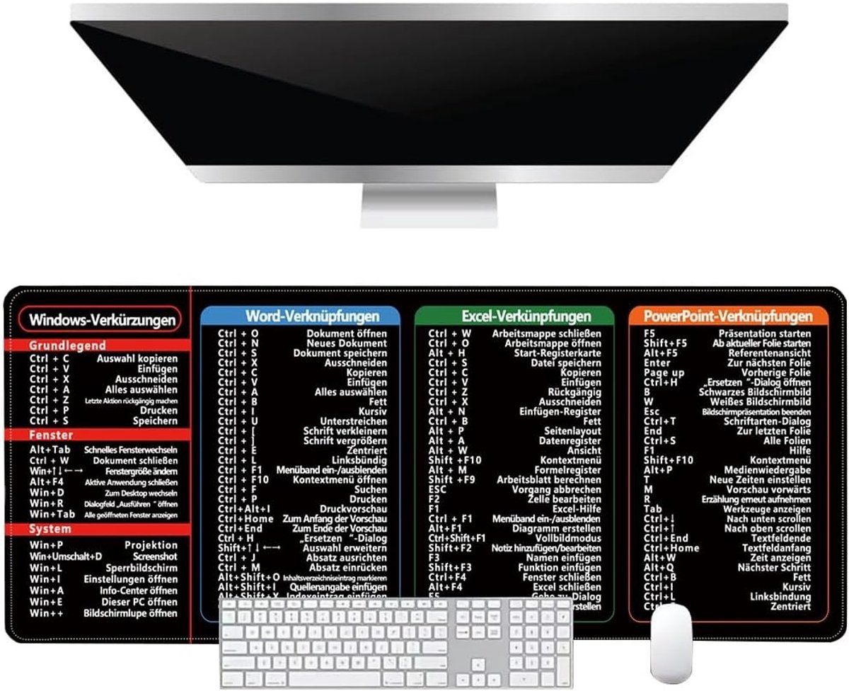 Grote Gaming Muismat met Sneltoetsen, Ideaal voor Kantoor en Thuis, Antislip en Duurzaam Design