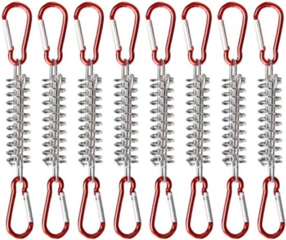 Set van 8 Spanningveren met 16 Karabijnhaken voor Tent, Luifel en Bevestigingsaccessoires voor Kamperen