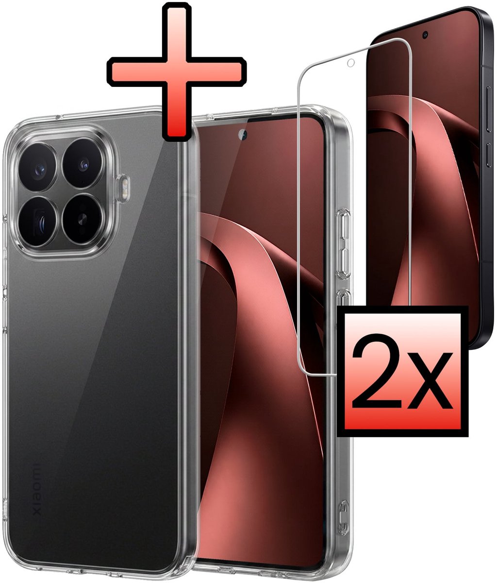 Hoesje - Met 2x Screenprotector - Geschikt voor Xiaomi 17T Pro - Sterk & Shockproof - Back Cover - Siliconen Case - Telefoon Hoes - Transparant