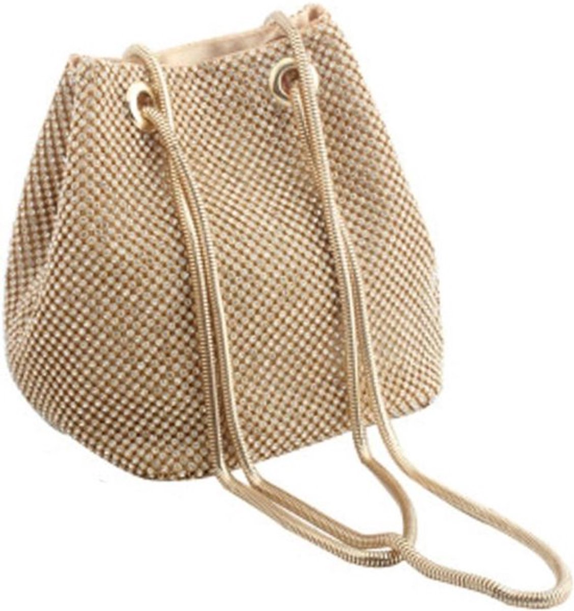 Elegante handtas voor dames met strass en goudkleurige accenten, perfect voor feesten en avonden in de zomer