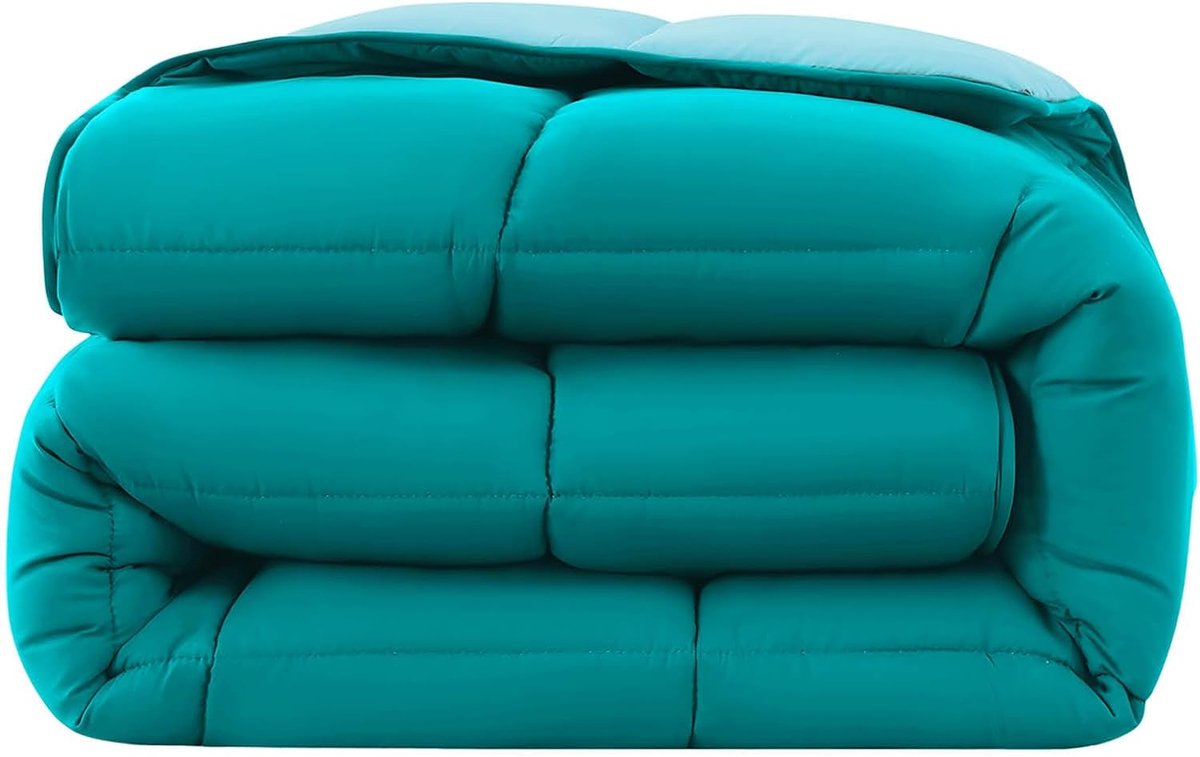 SnelShoppen - Wometo Dekbed 135x200 Oeko-TEX Omkeerbaar Turquoise & Lichtblauw | Zacht en Behaaglijk Dekbed voor Zomer en Winter, Geen Overtrek Nodig