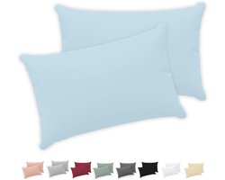 Twinzen® Kussensloop 40x60 (Set van 2) - 100% Katoen Jersey 150 GSM - Blauw - Kussensloop 40x60 - ShopVlot