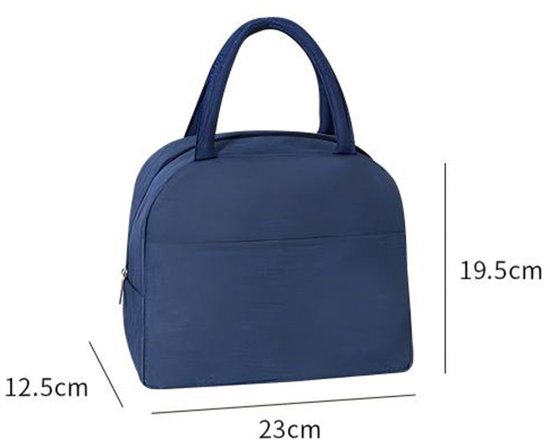 Lunchtas - Koeltas - Koeltasje - Thermotas - Draagtas - Picknicktas - Met aluminiumfolie binnenkant en waterafstotende stof, houdt eten warm en koud - Polyester - 23x12,5x19,5 cm - Voor werk, school en picknick - Grijs — afbeelding 2