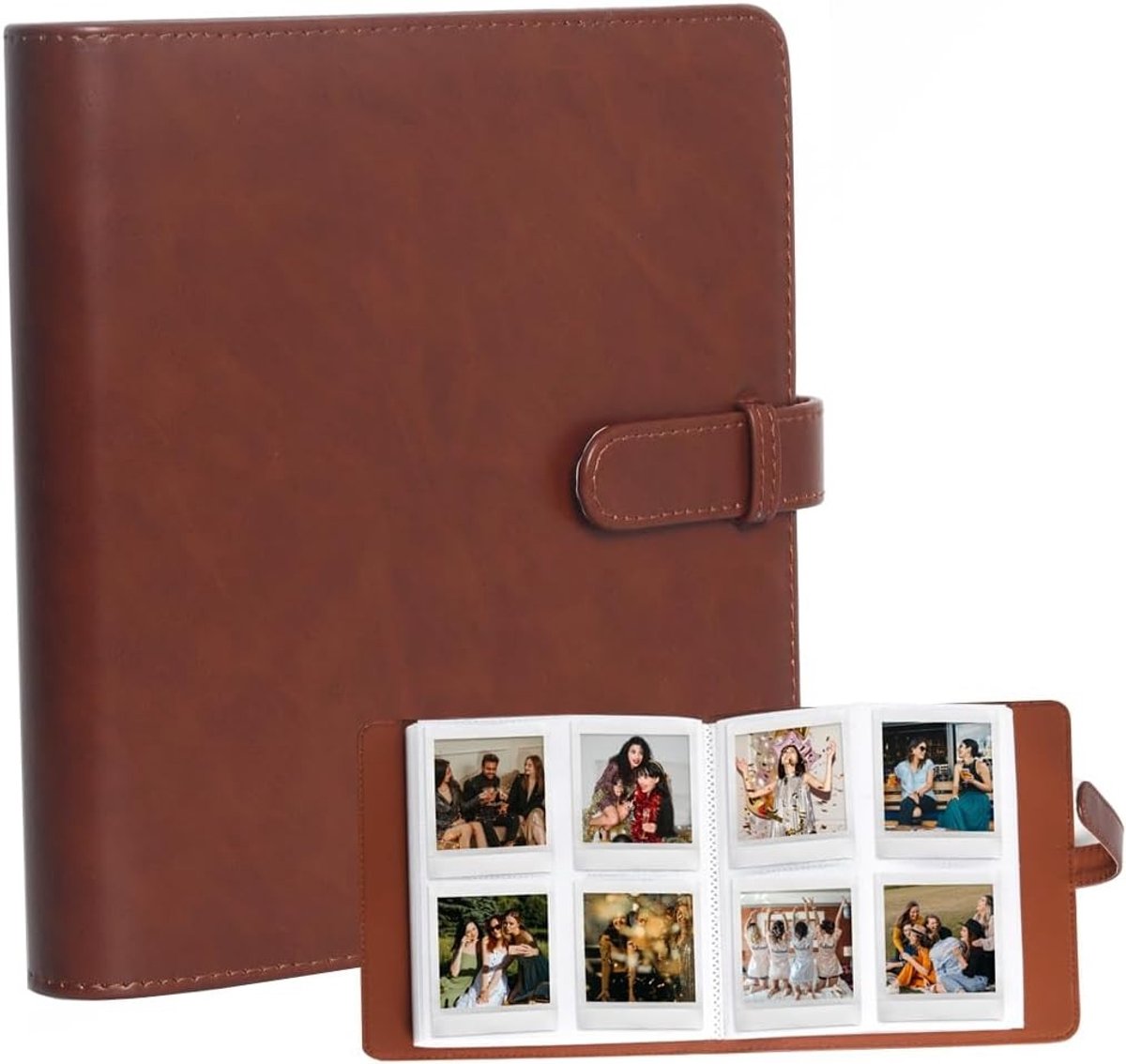 Vierkant Fotoalbum met 288 Compartimenten voor Instax Square Camera's - Bruin, Perfect voor Herinneringen en Foto's