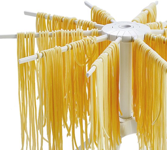 SnelShoppen - Set van 2 Opvouwbare Pasta Droogrekken - Inklapbare Spaghettistandaard met 10 Armen - Wit - Ideaal voor Keuken en Zelfgemaakte Pasta van Snelshoppen — afbeelding 4