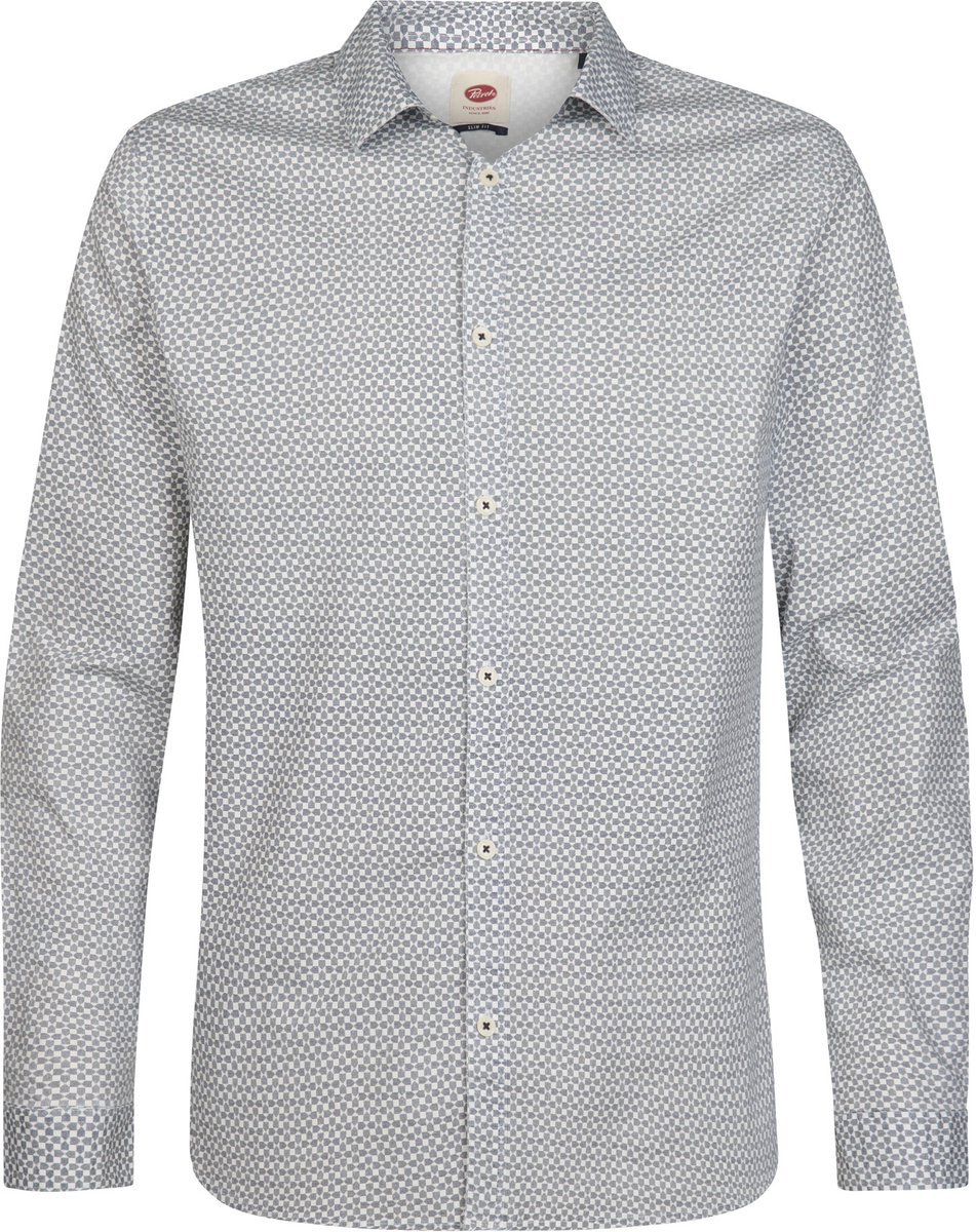 Petrol Industries - Heren Slim fit overhemd met subtiele print steelworks - Wit - Maat XL