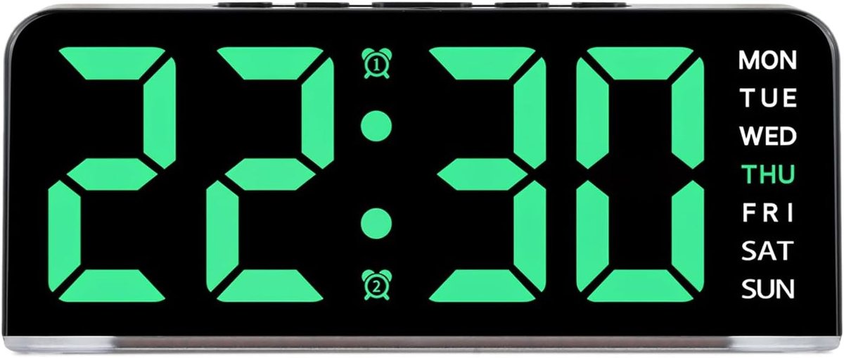 Digitale LED-Wekker - Zwart - 16 x 6,7 x 4 cm - Met Instelbaar Licht en Temperatuurweergave - Voor Diepe Slapers