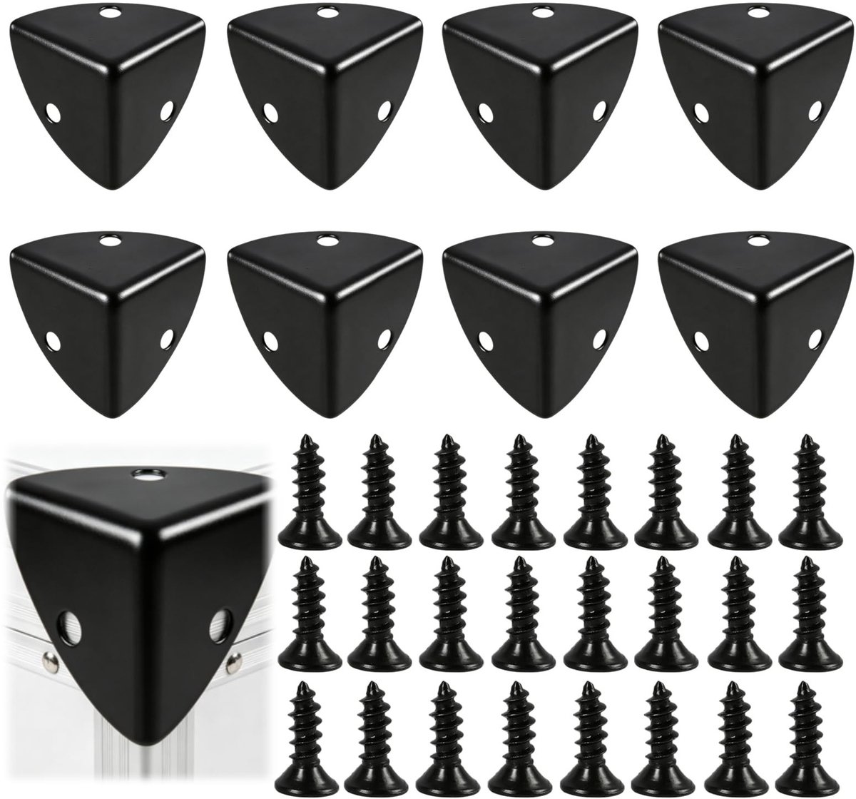 Solidchoice - Set van 8 Zwarte Metalen Hoekbeschermers voor Meubels