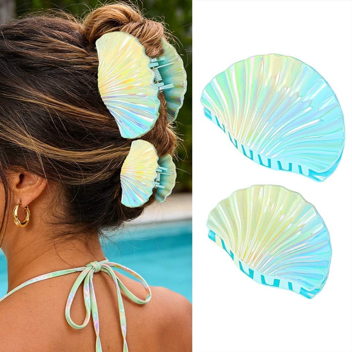 Solidchoice - Acryl Schelp Klauwclips Haaraccessoires voor Vrouwen (Set van 2)