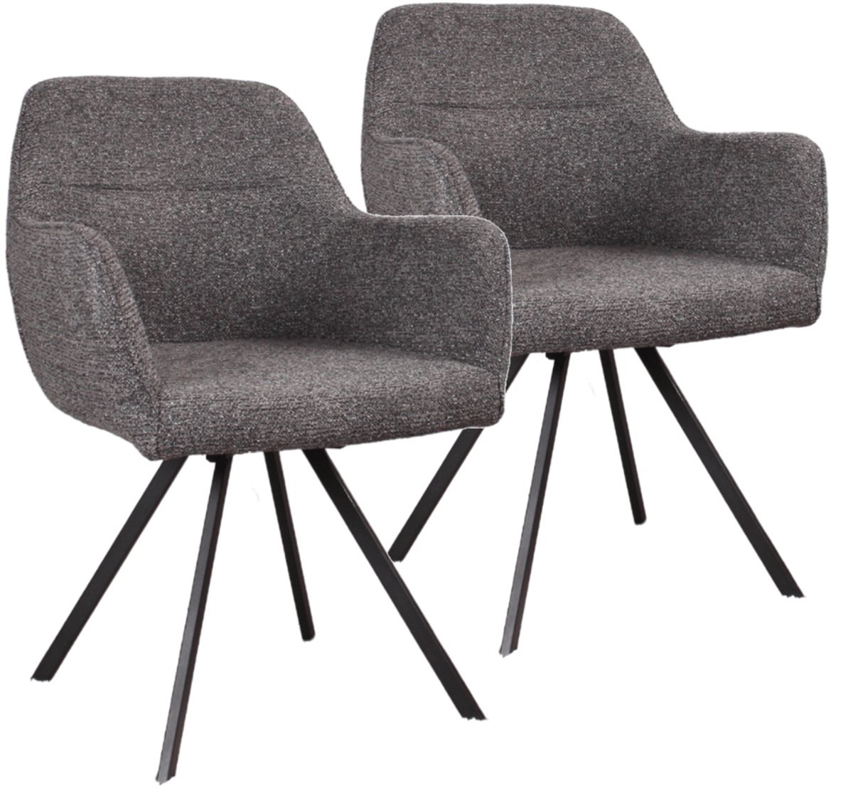 DS4U® - Mats draaibare eetkamerstoel - Set van 2 - Donkergrijs - Stof - Met armleuning