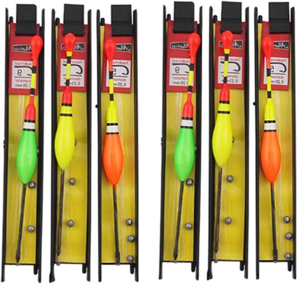 Set van 6 Vissersdobbers met Plumb Line, Vissnoer en Haken voor Vredesvisserij, Forel en Zander in Meer en Rivier