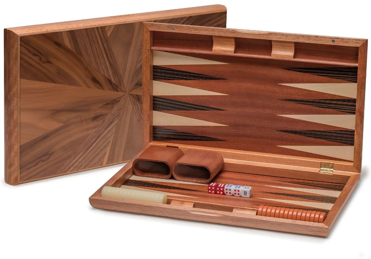 NIVA® Backgammon - Luxe Reiseditie - Backgammon Koffer - Bruin - 43cm x 25cm x 1cm
